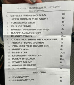 Rolling Stones, setlist, 2022-07-07, concert, Arena Amsterdam, week 27-2022