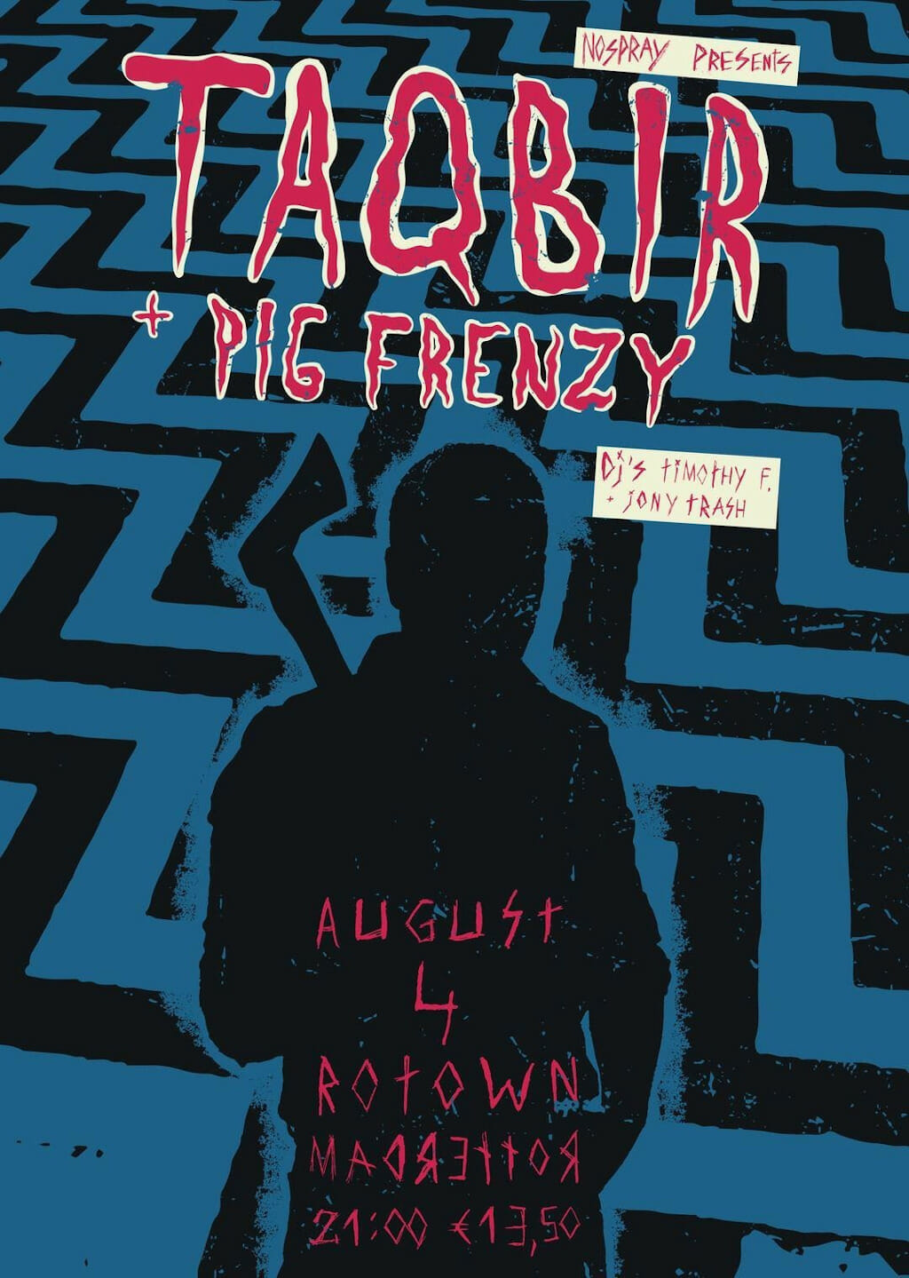 Taqbir en Pig Frenzy, punk, Rotown, Rotterdam, 2022-08-04, artwork Jony en Gary