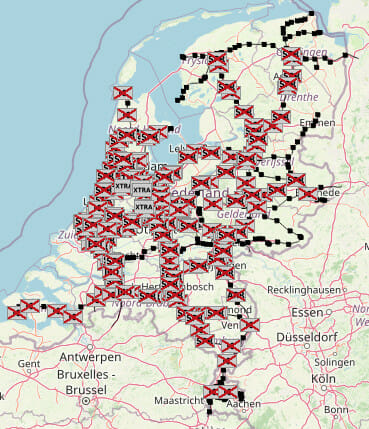 Spoorwegen, NS, staking vakbonden, spoorkaart vrijdag 9 september, 2022-09-09, screenshot